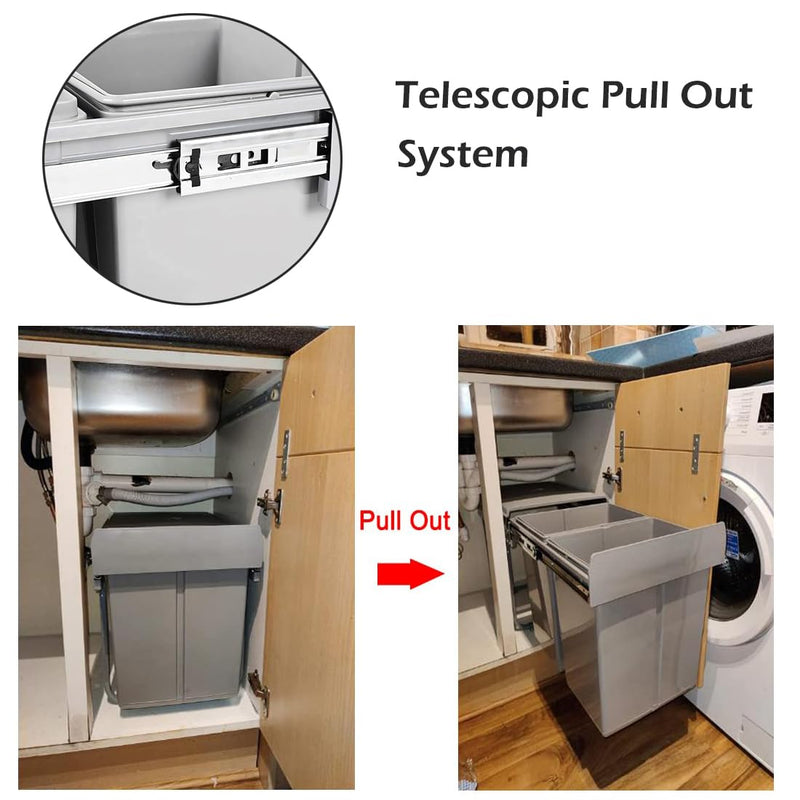 Pull Out Kitchen Bin 40L Under Sink Bins