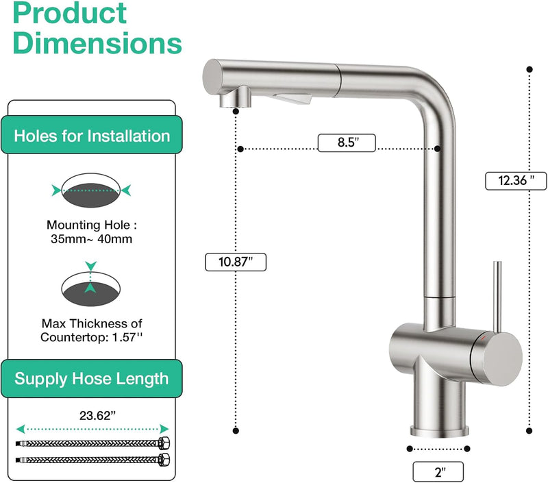 Pull Out Kitchen Sink Tap with Dual Function