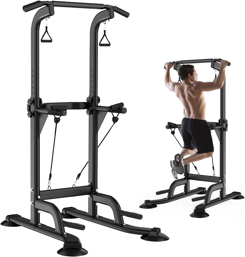 Pull Up Dip Station Stand Power Tower Adjustable