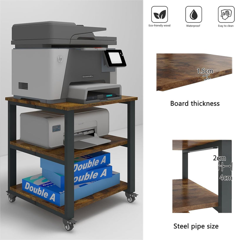 3-Tier Laser Printer Stand with Storage for Home
