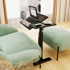 67.5x40CM Hospital Bed Table with Wheels Adjustable Pneumatic