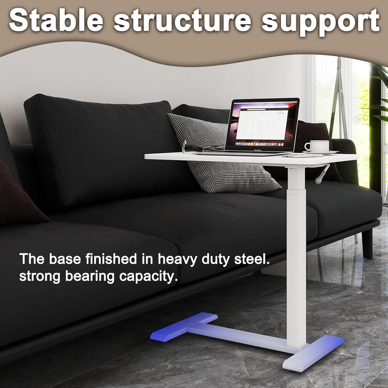 Medical Adjustable Overbed Bedside Table with Hidden Casters