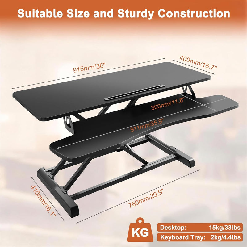 36 Inch Standing Desk Converter Height Adjustable Ergonomic