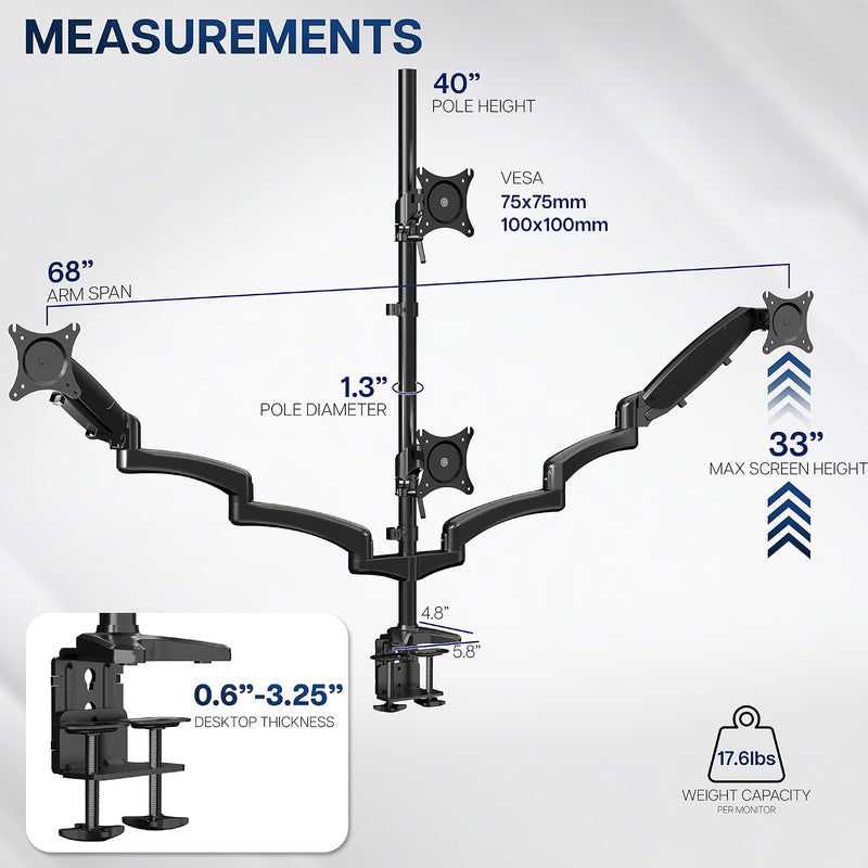 Quad Pneumatic Monitor Mount for 4 Screens Up