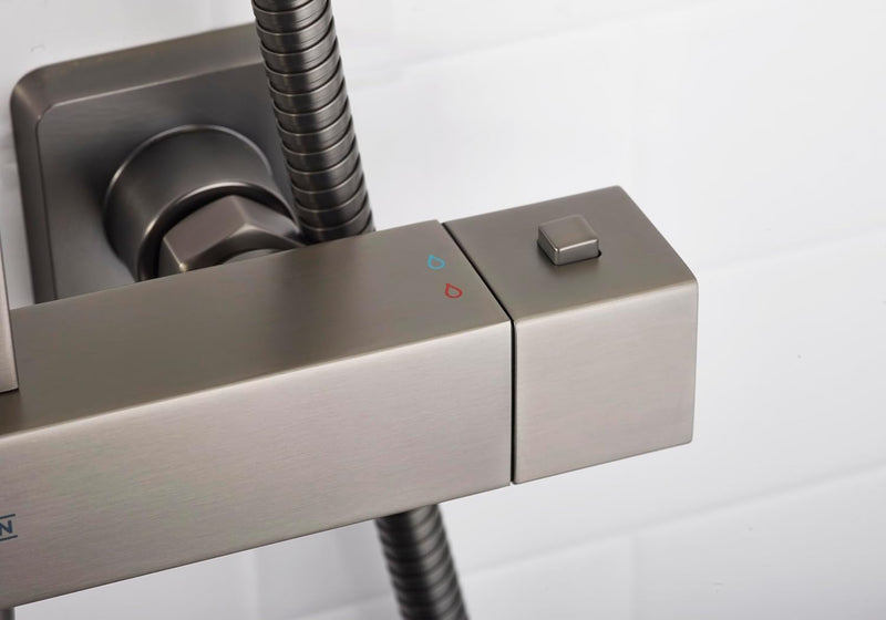 Quadrato Thermostatic Diverter Square Bar Mixer Shower Exposed