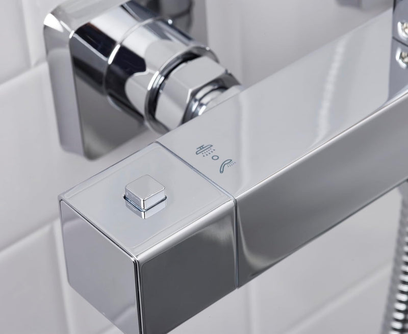 Quadrato Thermostatic Diverter Square Bar Mixer Shower Exposed