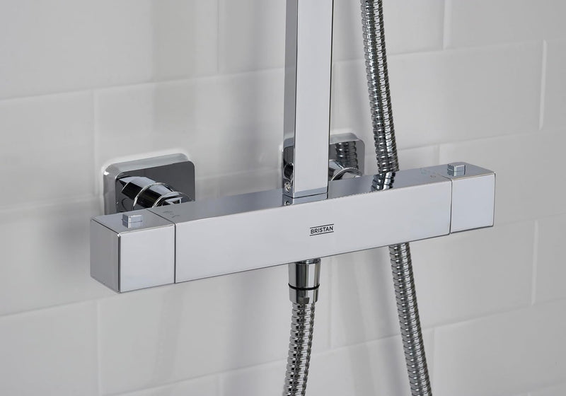 Quadrato Thermostatic Diverter Square Bar Mixer Shower Exposed