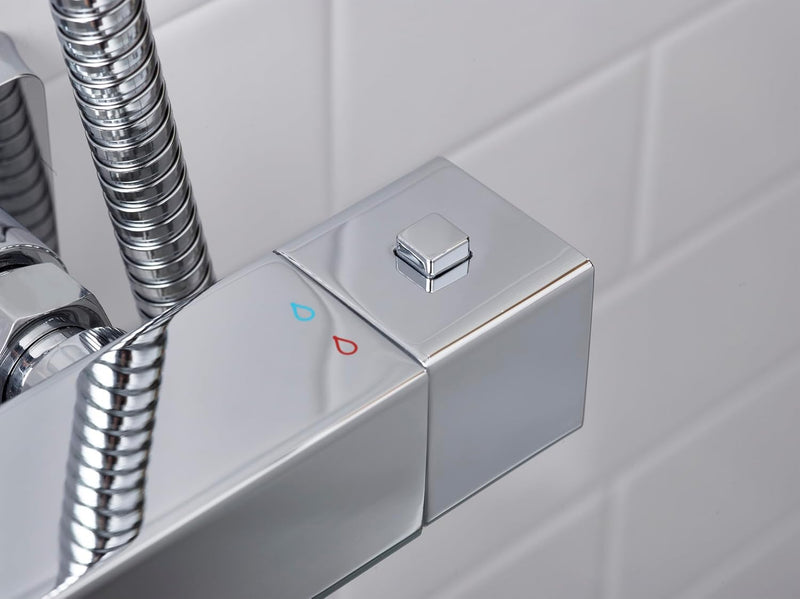 Quadrato Thermostatic Diverter Square Bar Mixer Shower Exposed
