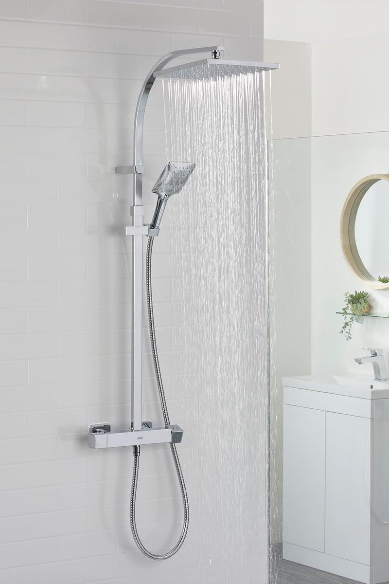 Quadrato Thermostatic Diverter Square Bar Mixer Shower Exposed