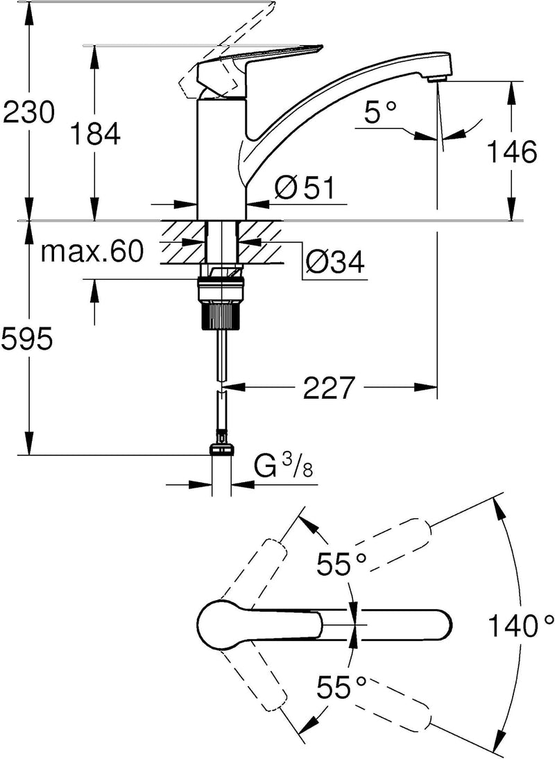 Quickfix Start Kitchen Sink Mixer Tap Chrome