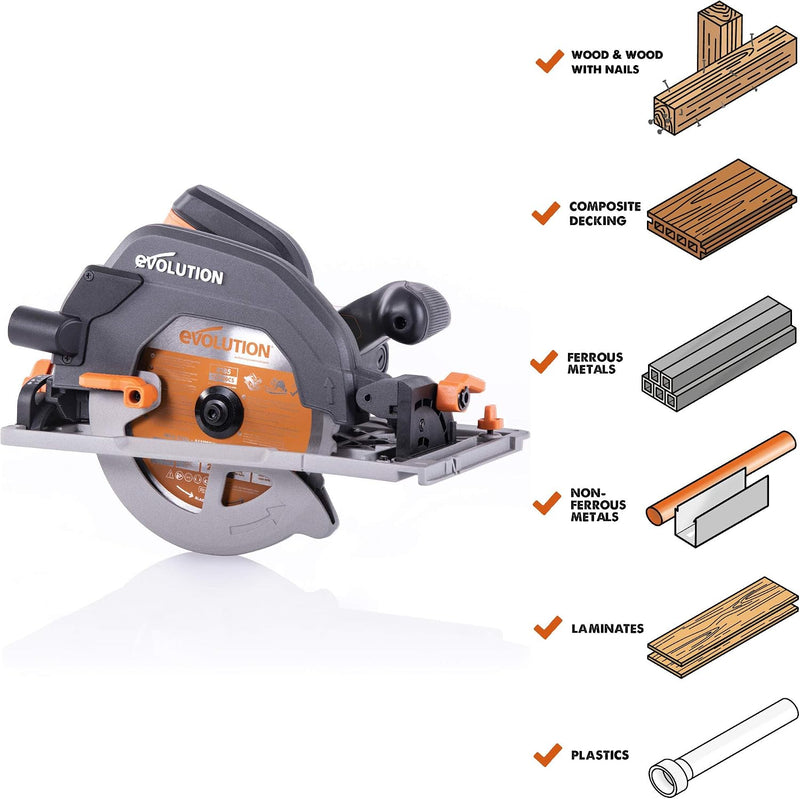 R185ccs Circular Saw with Tct Multi-Material Blade Cuts