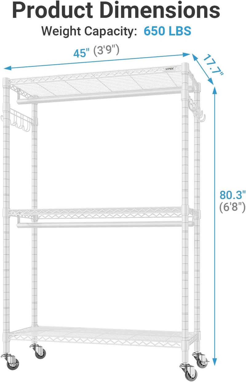 R2 Plus Heavy Duty Rolling Clothes Rail