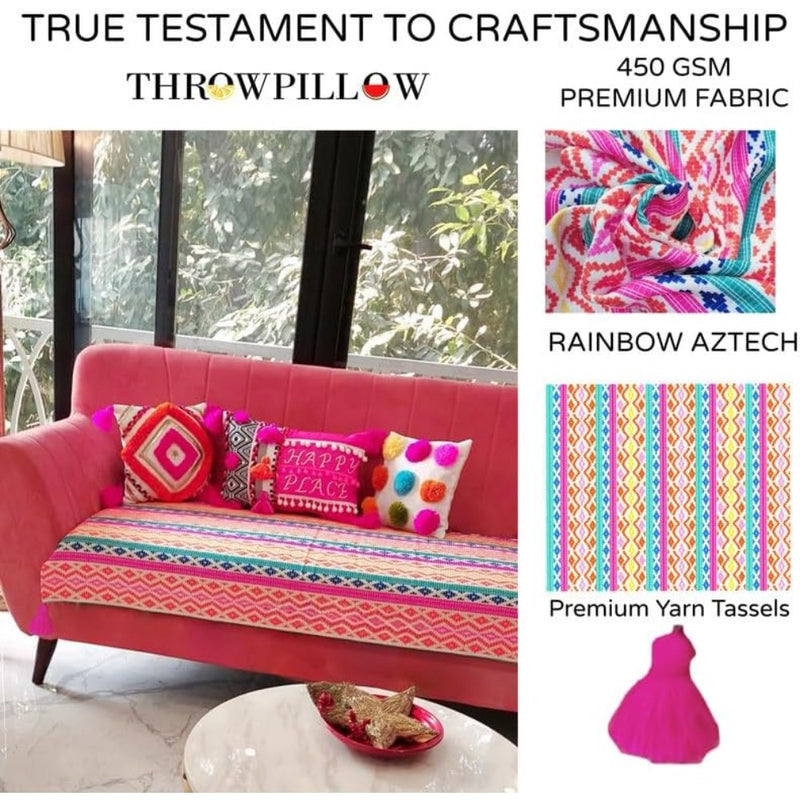 Rainbow 5 Seater Sofa Cover with Corner Tassels3