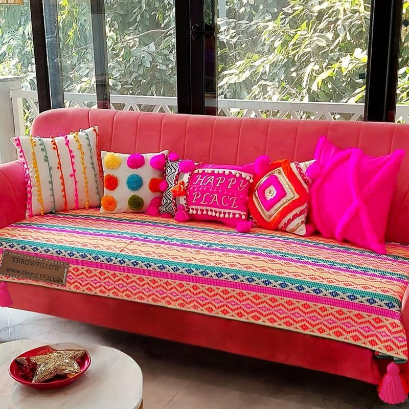 Rainbow 5 Seater Sofa Cover with Corner Tassels3