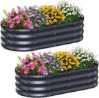 Raised Beds for Garden 2pcs Galvanised Planters