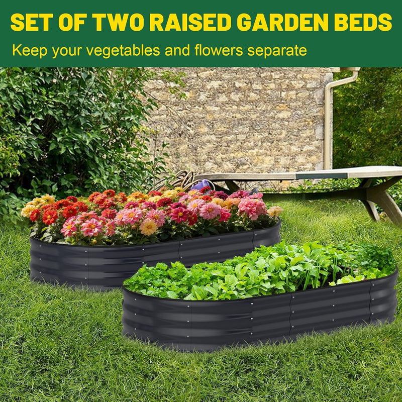 Raised Beds for Garden 2pcs Galvanised Planters