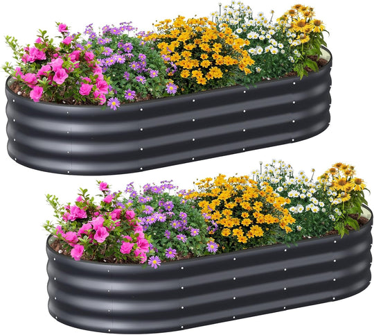Raised Beds for Garden 2pcs Galvanised Planters