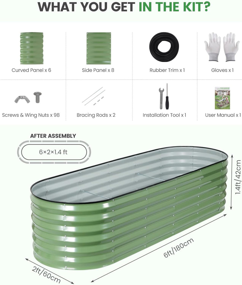 Raised Beds for Garden Galvanized Steel Planters (Set of 4)