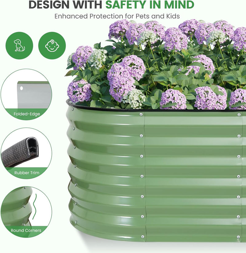 Raised Beds for Garden Galvanized Steel Planters (Set of 4)