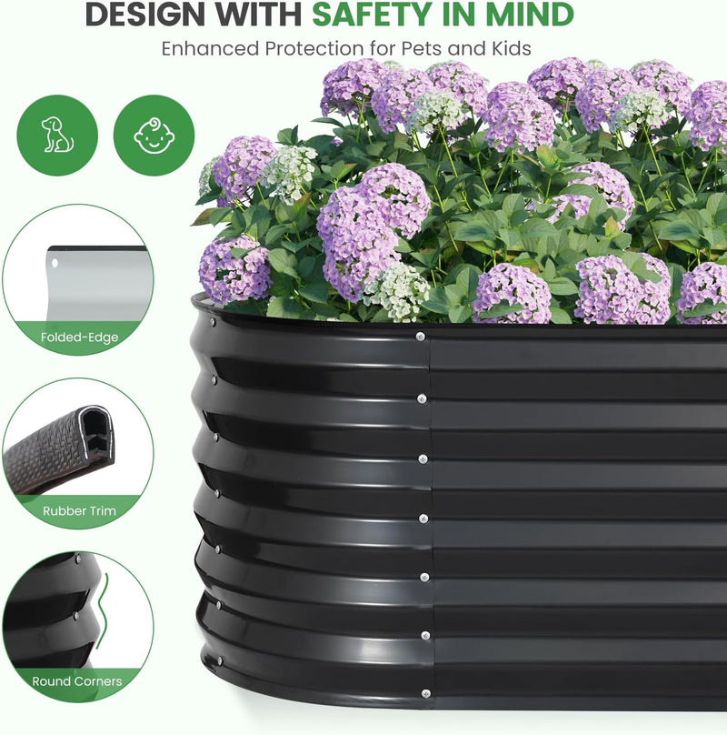 Raised Beds for Garden Galvanized Steel Planters (Set of 4)