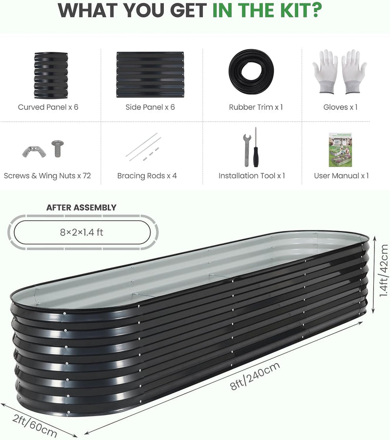Raised Beds for Garden Galvanized Steel Planters (Set of 4)