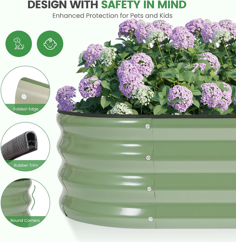 Raised Beds for Garden Galvanized Steel Planters (Set of 4)