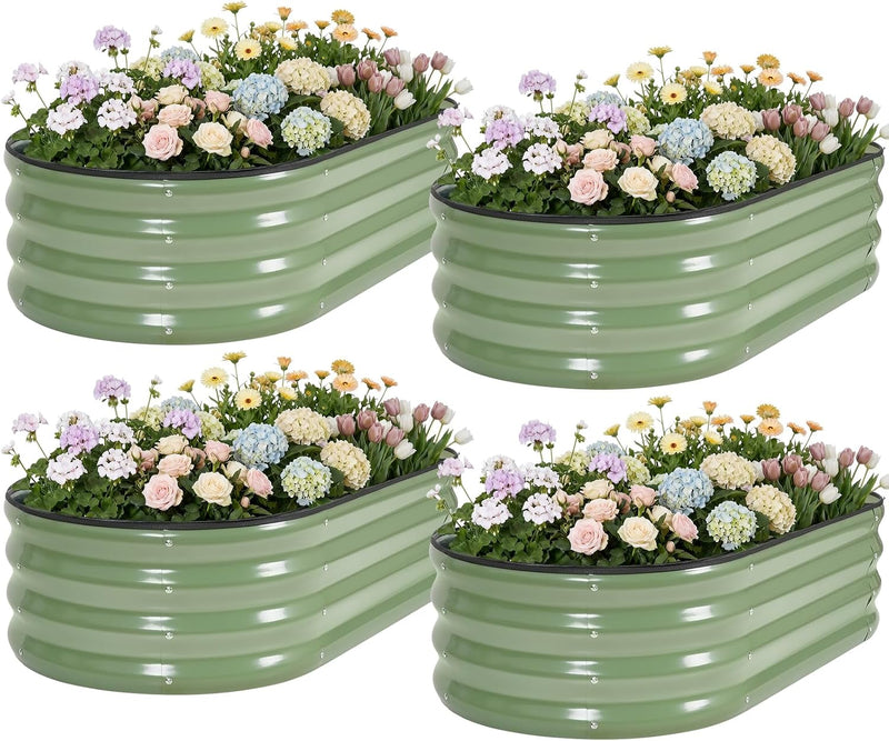Raised Beds for Garden Galvanized Steel Planters (Set of 4)
