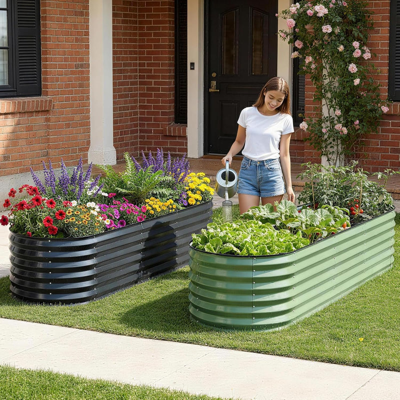 Raised Beds for Garden Galvanized Steel Planters (Set of 4)