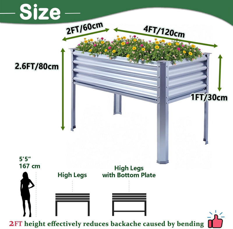 Garden Bed with Legs Galvanized High Boxes