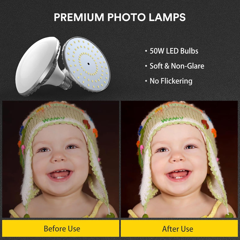 Softbox Photography Lighting 2x50x50CM Studio Lights with 50W