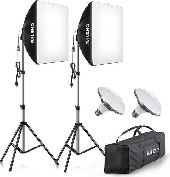 Softbox Photography Lighting 2x50x50CM Studio Lights with 50W