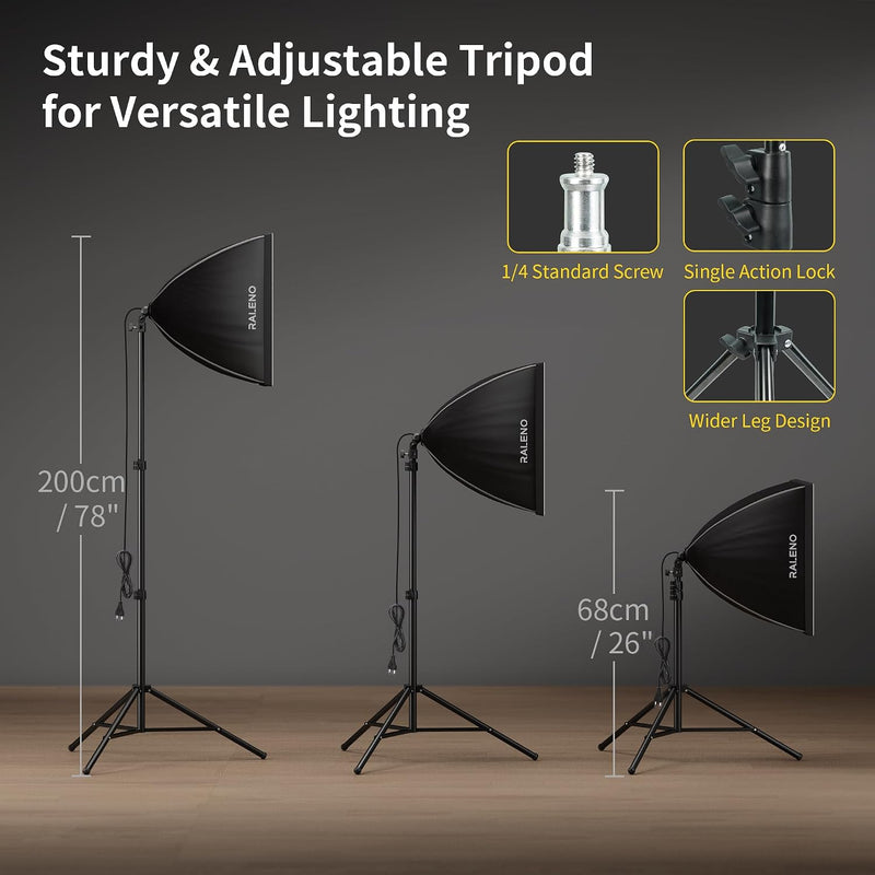 Softbox Photography Lighting 2x50x50CM Studio Lights with 50W