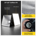 Softbox Photography Lighting 2x50x50CM Studio Lights with 50W