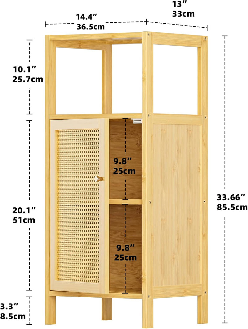 Rattan Bathroom Storage Cabinet Small Bamboo Floor Cupboard