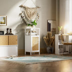 Rattan Bathroom Storage Cabinet Small Bamboo Floor Cupboard