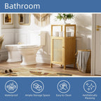 Rattan Bathroom Storage Cabinet Small Bamboo Floor Cupboard