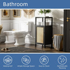 Rattan Bathroom Storage Cabinet Small Bamboo Floor Cupboard