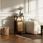 Rattan Bathroom Storage Cabinet Small Bamboo Floor Cupboard