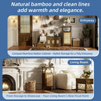 Rattan Bathroom Storage Cabinet Small Bamboo Floor Cupboard