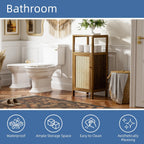 Rattan Bathroom Storage Cabinet Small Bamboo Floor Cupboard