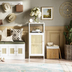 Rattan Bathroom Storage Cabinet Small Bamboo Floor Cupboard