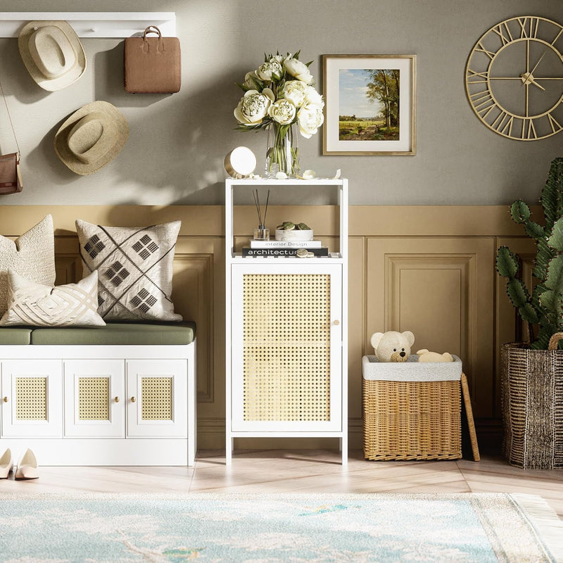 Rattan Bathroom Storage Cabinet Small Bamboo Floor Cupboard