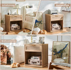 Rattan Bedside Table Farmhouse Side with 1 Drawer