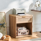 Rattan Bedside Table Farmhouse Side with 1 Drawer