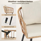 Rattan Bistro Set Garden Furniture with Tempered Glass (3 Piece)