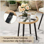 Rattan Bistro Set Garden Furniture with Tempered Glass (3 Piece)