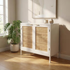 Rattan Buffet Storage Cabinet Wood Sideboard Accent