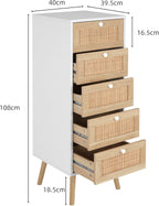 Rattan Chest of Drawers Bedroom Tall Chester