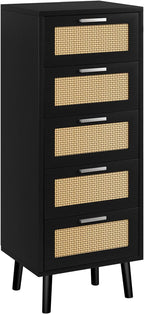 Rattan Chest of Drawers Bedroom with 5 Boho