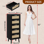 Rattan Chest of Drawers Bedroom with 5 Boho